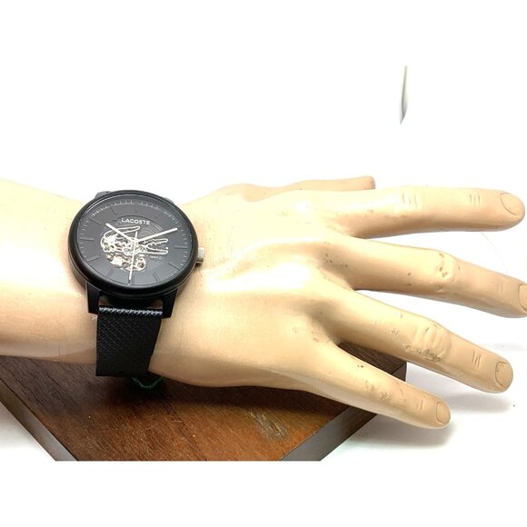 Lacoste Men's Watch 2011383 Automatic Black Dial Leather Band 44mm - Picture 4 of 14